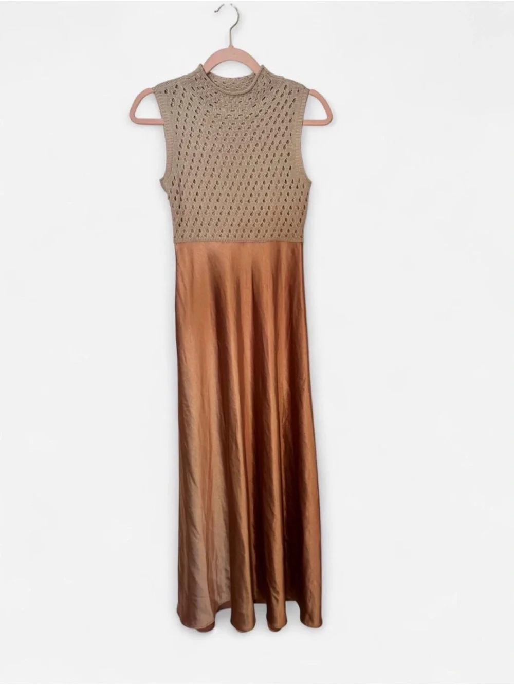 Anthropologie x Mare Mare Crochet Top Sleeveless Lined Maxi Dress NWT XXS